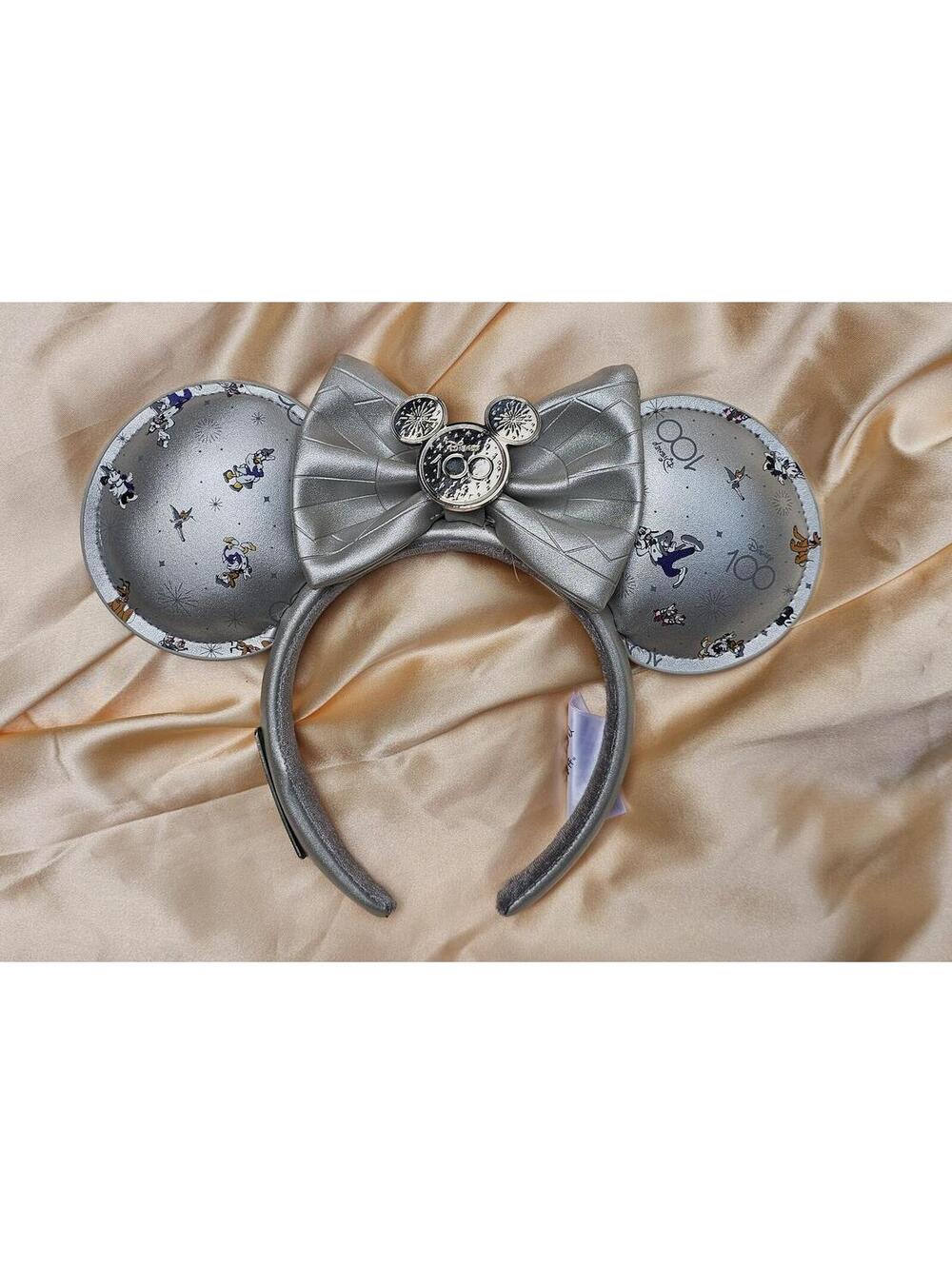 100 Years Metallic Silver Minnie Mouse Ears Headband NEW